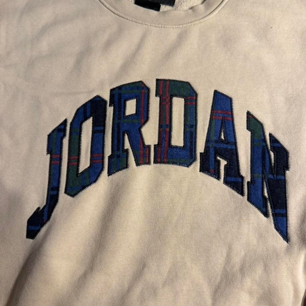 Vintage Jordan Cream Graphic Crewneck Sweatshirt XXL Basketball Streetwear - Picture 2 of 6